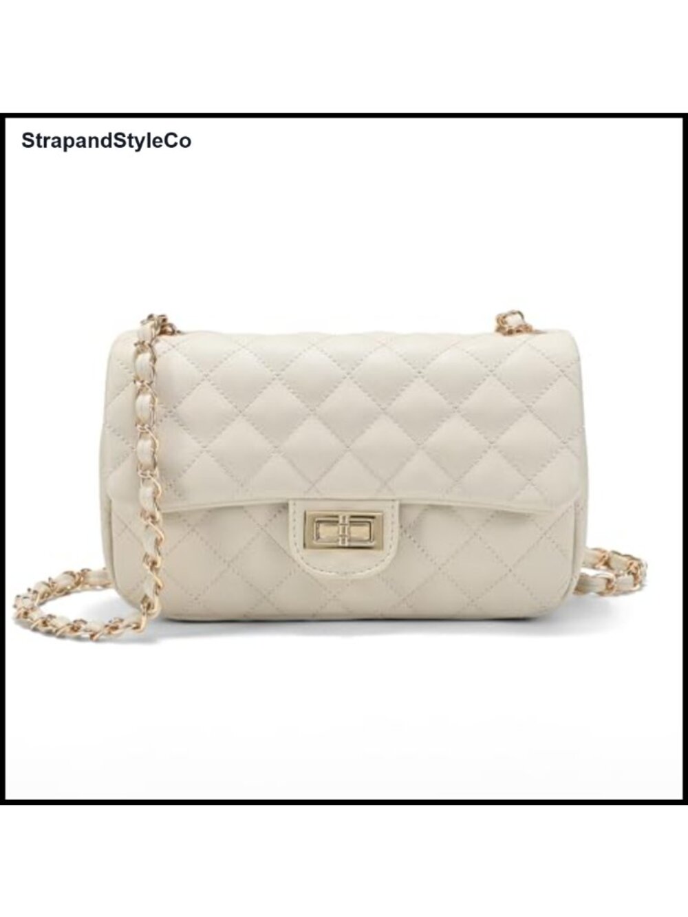 Quilted PU Leather Small Crossbody Purse Mini Shoulder Bag Gold-Tone Hardware
